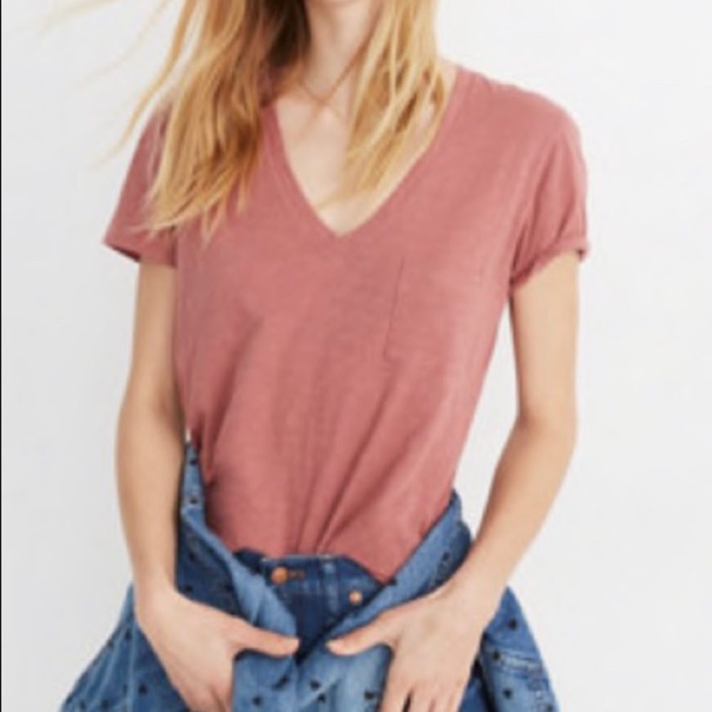 Madewell light pink V Neck